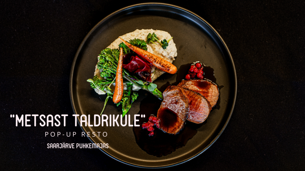 Saarjärve Holiday House Pop-Up Restaurant will be open for only one weekend.
07-10.11.2024
Opening hours:

 	Thu, Fri 18:00 - 22:00
 	Sat 14:00 - 22:00
 	Sun 12:00 - 17:00 (Fathers day)